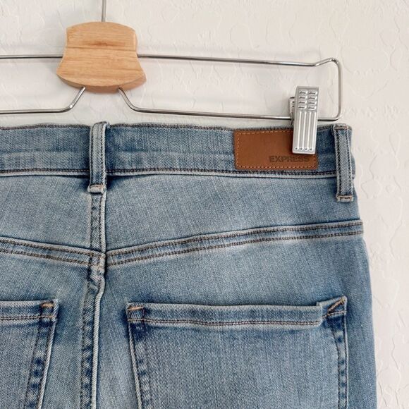 Express Distressed Raw Hem Cropped Ankle Skinny Jean High Rise Size 4 - Picture 4 of 8